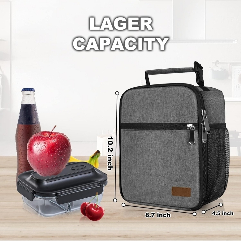 Lunch Bag Reusable Small Lunch Box for Men Insulated Portable Lunchbox NwT - Picture 3 of 7